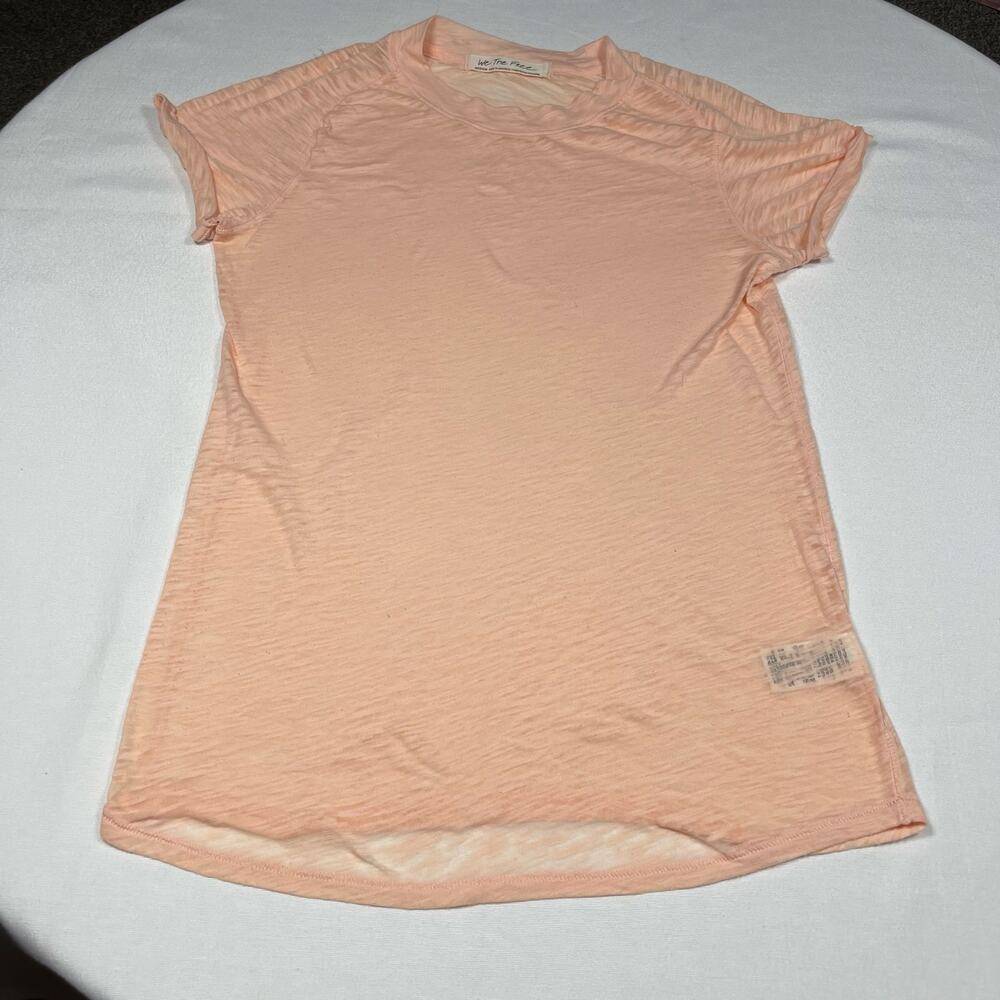 We The Free Free People Peach Pink Slub Knit T-Shirt Women’s Medium Relaxed Tee